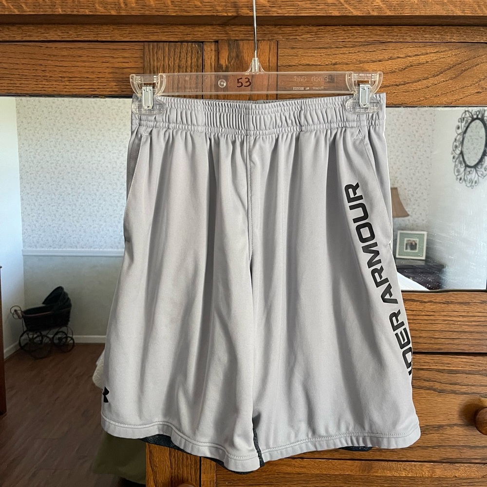 Under Armour Light Gray Boys YLG Athletic Shorts